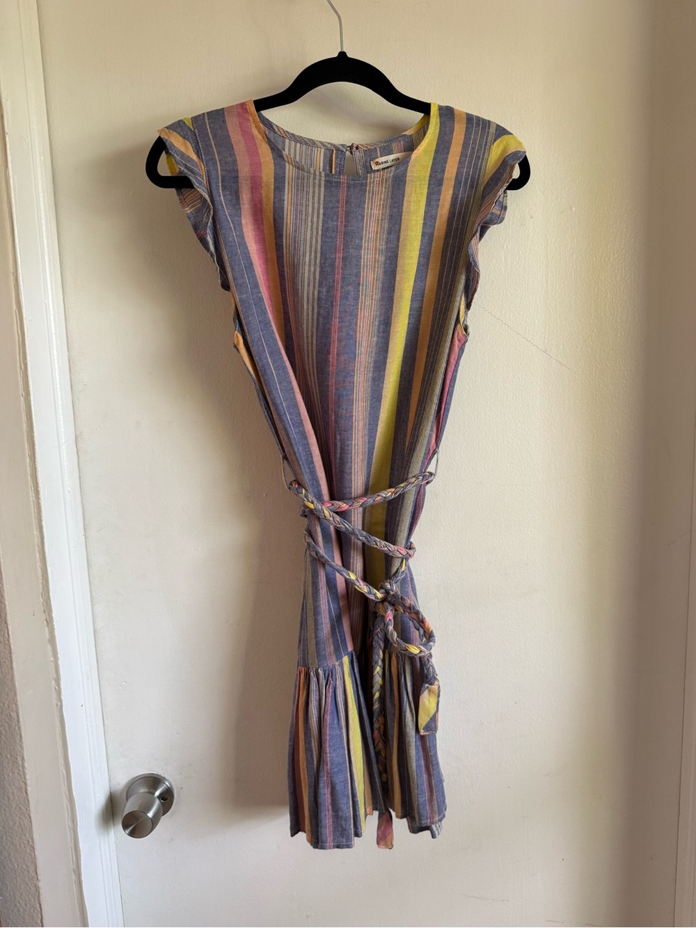 Marine Layer Multicolor Striped Midi Dress — Blue, Pink & Yellow